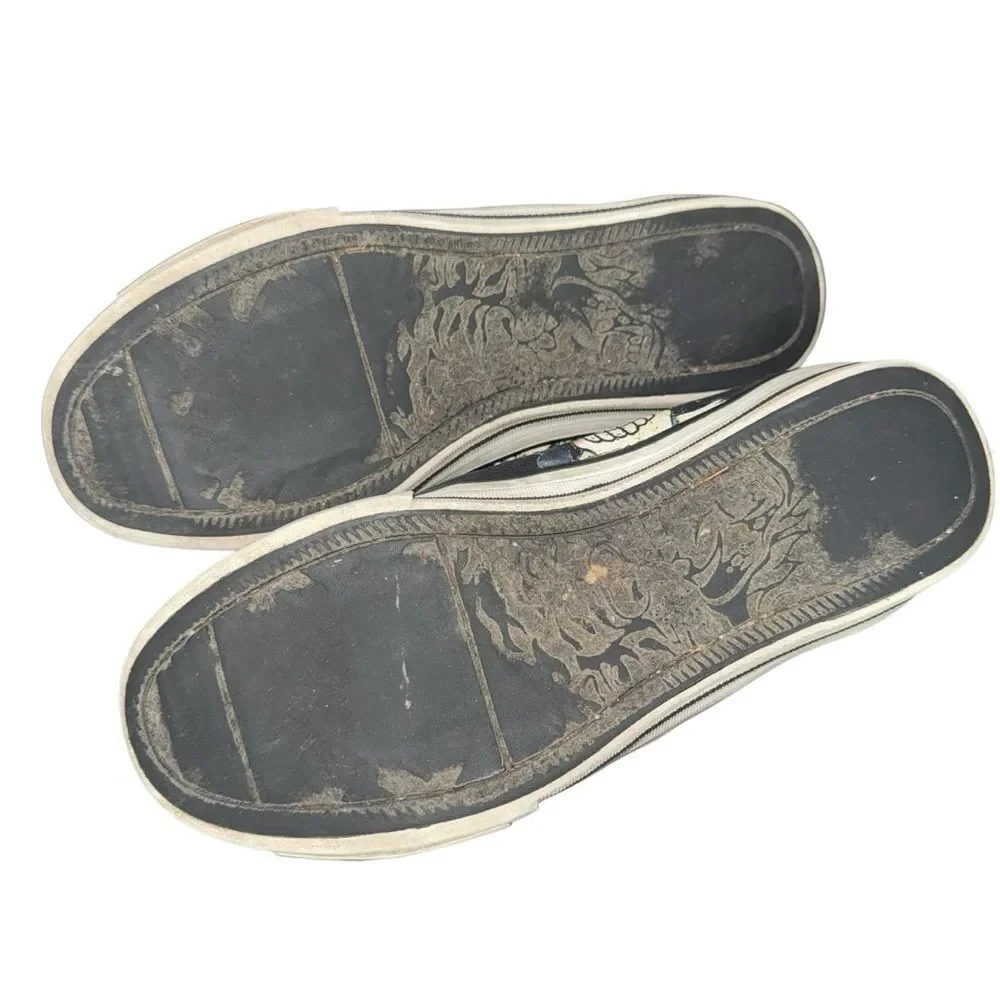Women’s Ed Hardy Logo Graphic Black Canvas Slip-On Sneakers Y2K 2000’s size 9